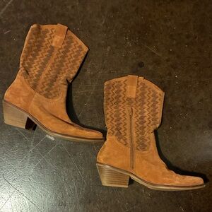 Anthropologie Burnt Orange Leather Boots